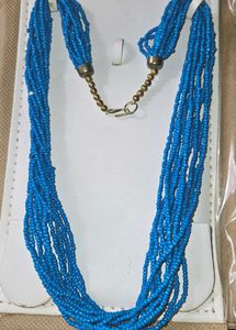 Turquoise Blue Beaded Long Necklace