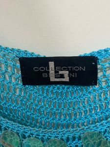 y2k sparkly crochet blue top