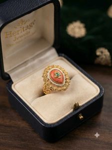 Exquisite Statement Ring with Coral