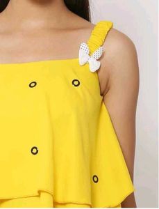 Yellow Tiered Ruffle Top with Butterfly Straps