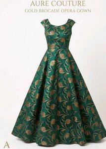 embellished dark green gown