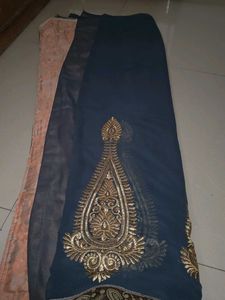 Embroidered Saree with Blouse stiched