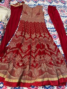 red colour suit with dupatta Pant