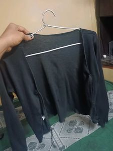 Black Tie-Front Cardigan