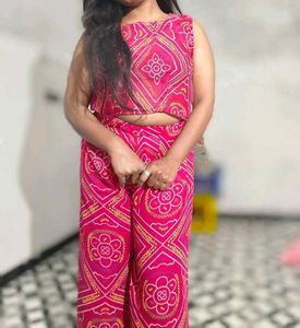 Vibrant Pink Bandhani Print Lehenga Set