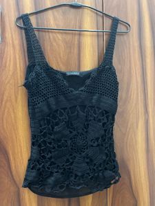 black crochet top