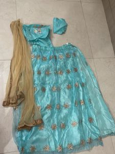 Aqua Embellished Lehenga Choli Unstitched
