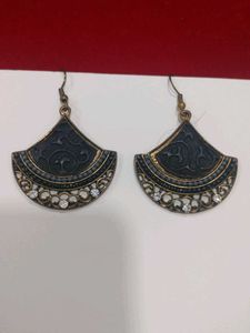 Boho Fan Earrings with Rhinestones