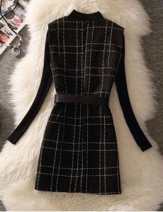 Chic Plaid Dress with Belt ( 3 peice dres