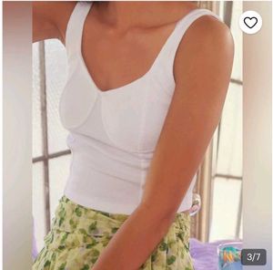 Ribbed White Bustier Tank Top