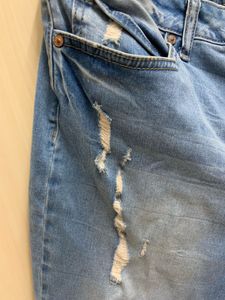 NOISY MAY Distressed Denim Knee Length Shorts