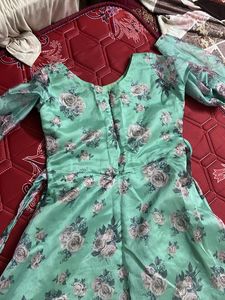 Floral Print Green Dress