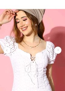 Chic White Lace Eyelet Dress🤍