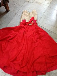 long dress with a court pattern cover on top