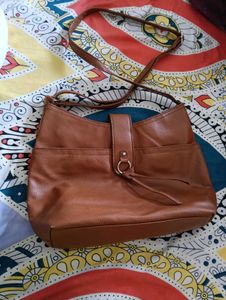 Brown Faux Leather Hobo Bag