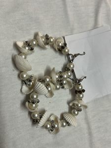 Seashell Pearl Hoop Earrings