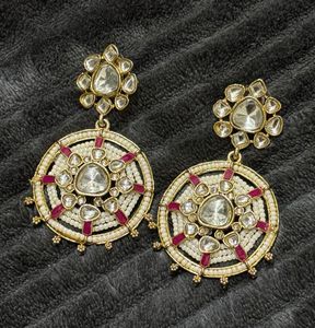 Exquisite Kundan &amp; Pearl Dangle Earrings