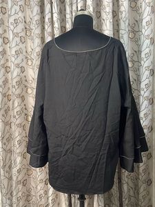Elegant Black Kurta with V-Neck