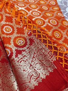 Beautiful Orange Brocade sareee