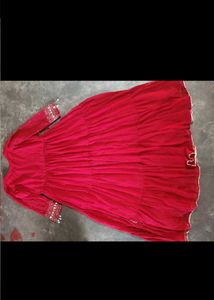 Elegant Red Tiered Anarkali Gown