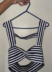 Striped Twist Front bikini top