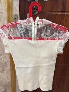 Elegant White Lace Trim Top