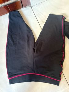 Black Athletic Pants with Pink Trim