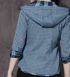 Blue Plaid Hooded Shirt
