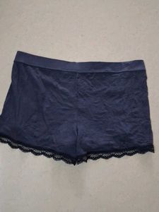 S Navy Blue Lace Trim Sleep Shorts