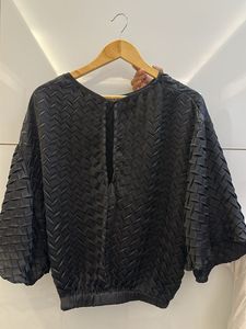 Black Textured Batwing Sleeve Top