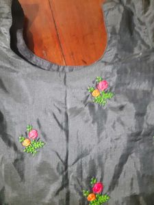 Embroidered black churidhar top