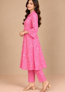 Vibrant Pink Printed Kurta Set