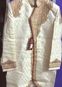 Elegant Cream &amp; Gold Sherwani