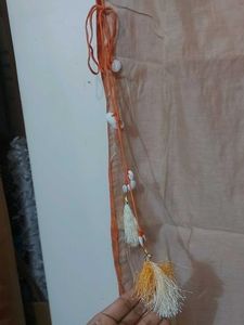 Orange Coloured Cotton Festive Kurta With Latkans