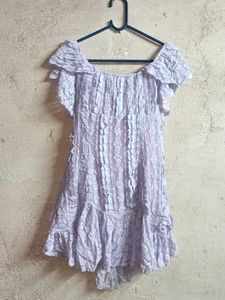 Lilac Lace Off-Shoulder Dress Layered