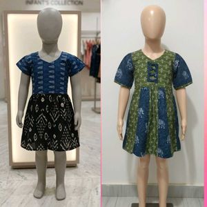 Green Elephant Print Kids Dress