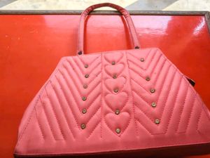 Cute Pink Heart Quilted Handbag