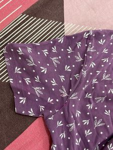 Purple Leaf Print T-Shirt