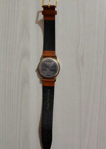 Timex Gold Dial Leather Strap Watch