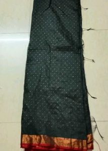 Elegant Dark Saree with Gold Border