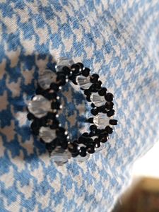 Obsidian &amp; Crystal Handwoven Ring