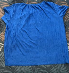 Veromoda Blue Textured Short Sleeve Top