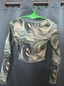 Marble Print Square Neck Top
