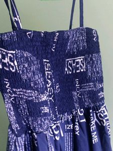 Navy Blue Graphic Print Strappy Dress