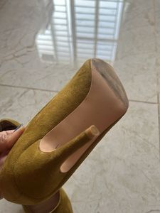 Mustard Yellow Olive Suede Pumps