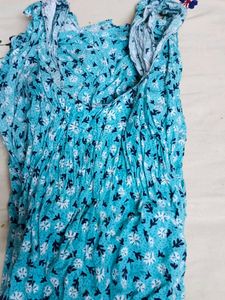 Blue Floral Smocked Blouse