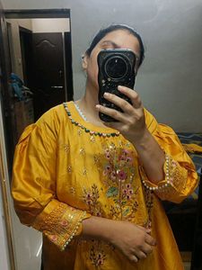 Yellow Embroidered Kurta Set with Dupatta