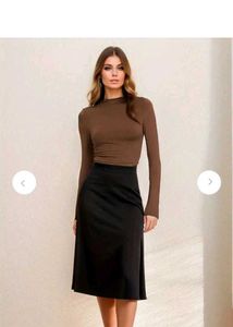 Brown Long Sleeve Mock Neck Crop Top