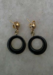 Chic Black Hoop Dangle Earrings