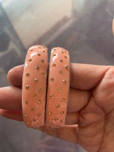 Peach Crystal Embellished Bangles